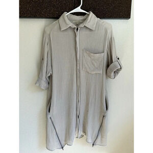 Polagram Gray Gauze Shirt Cardigan Jacket SZ S